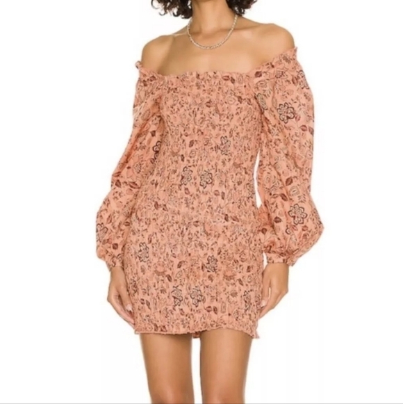 Free People Smock It To Me Dress Apricot Rust Size Small - Picture 5 of 13